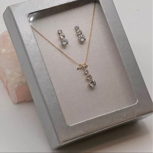 3 stone 10k necklace set